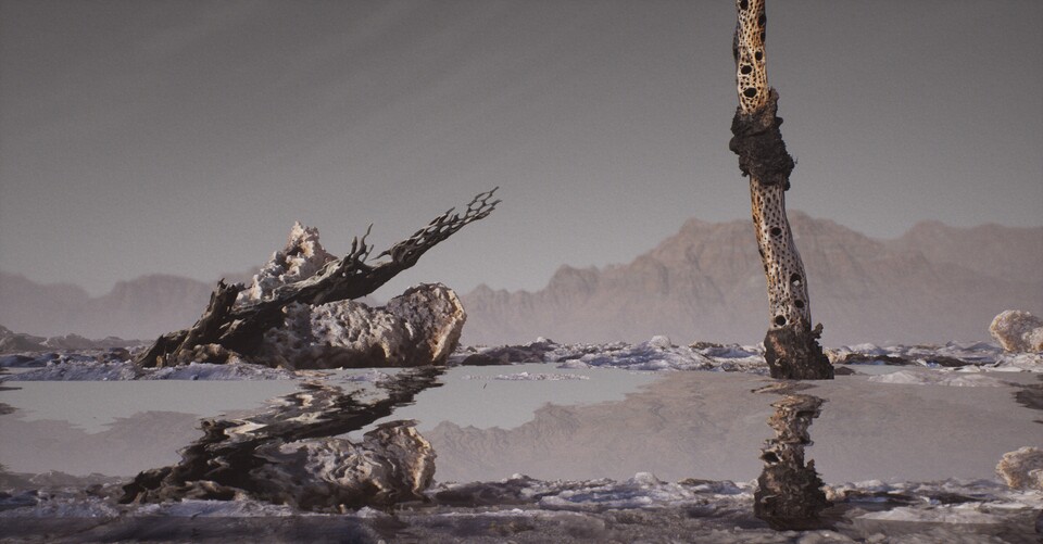 Jakob Kudsk Steensen (*1987), The Ephemeral Lake, 2024, Live-Simulation (Still), Commissioned by Hamburger Kunsthalle © Courtesy the artist Jakob Kudsk Steensen (*1987), The Ephemeral Lake, 2024, Live-Simulation (Still), Commissioned by Hamburger Kunsthalle © Courtesy the artist