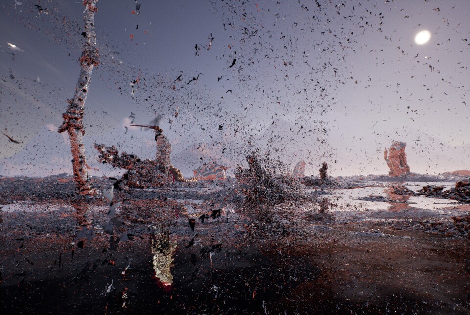 Jakob Kudsk Steensen (*1987), The Ephemeral Lake, 2024, Live-Simulation (Still), Commissioned by Hamburger Kunsthalle © Courtesy the artist Jakob Kudsk Steensen (*1987), The Ephemeral Lake, 2024, Live-Simulation (Still), Commissioned by Hamburger Kunsthalle © Courtesy the artist