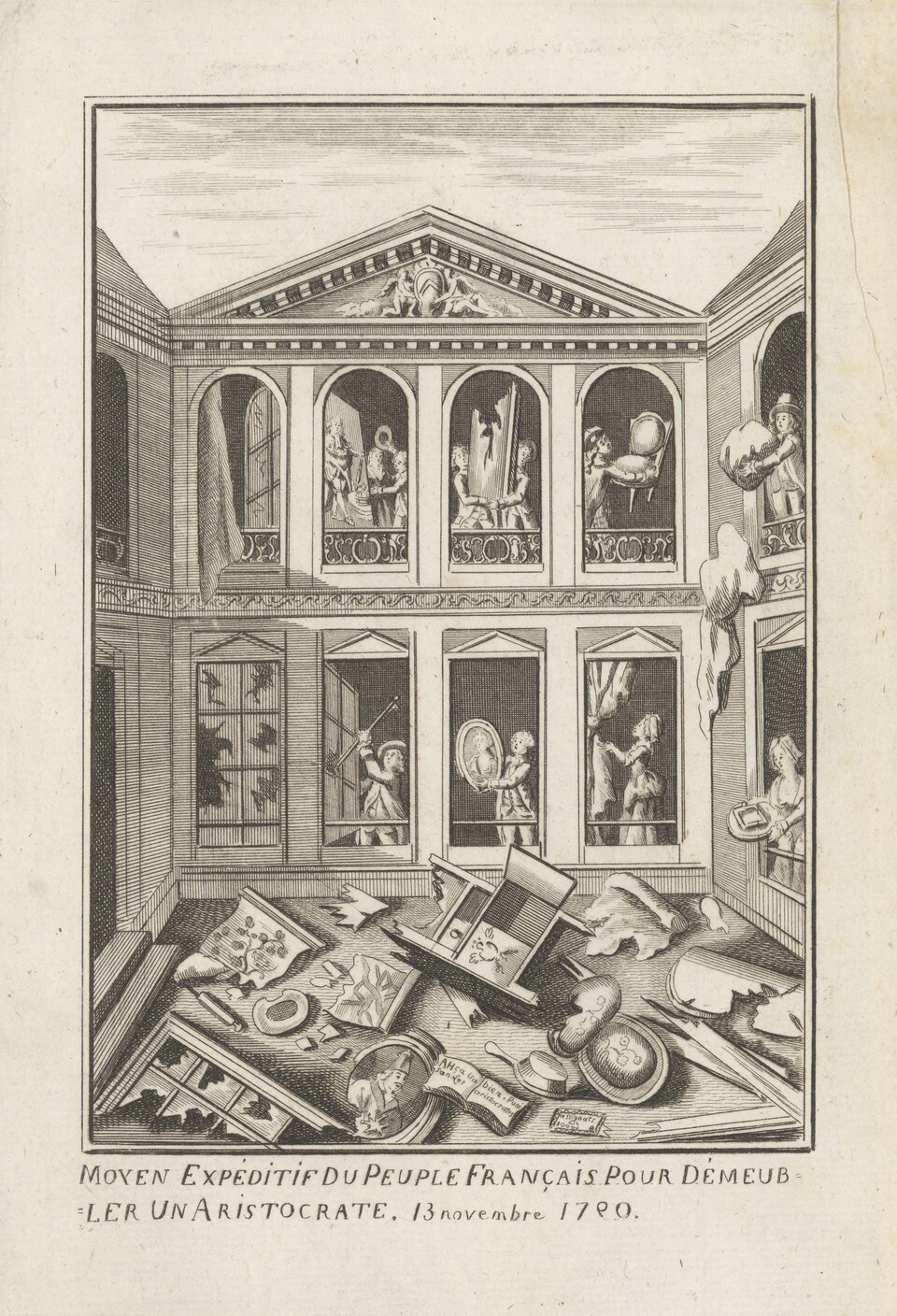 Anonym, Ein Schnellverfahren des französischen Volkes, um einen Aristokraten von seinem Hab und Gut zu befreien, um 1790, Hamburger Kunsthalle, Kupferstichkabinett © Hamburger Kunsthalle / bpk Foto: Christoph Irrgang Anonym, Ein Schnellverfahren des französischen Volkes, um einen Aristokraten von seinem Hab und Gut zu befreien, um 1790, Hamburger Kunsthalle, Kupferstichkabinett © Hamburger Kunsthalle / bpk Foto: Christoph Irrgang