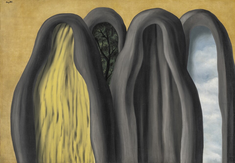 René Magritte (1898–1967) Le Palais de Rideaux, 1928, Öl auf Leinwand, 81 x 116 cm, © SHK / Hamburger Kunsthalle / bpk © VG Bild-Kunst, Bonn 2025, Foto: Christoph Irrgang