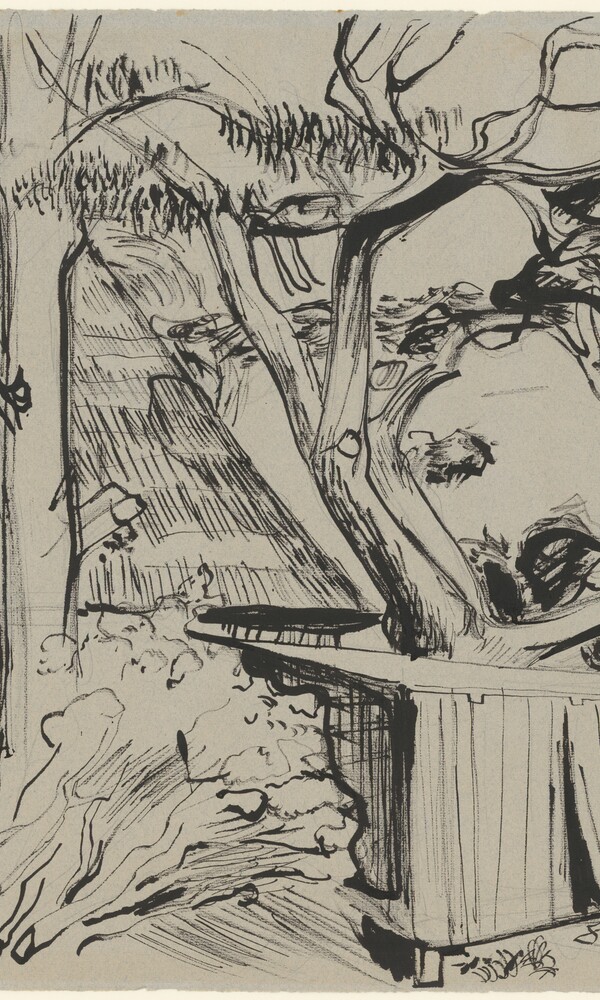 Karl Kluth (1898-1972), Bauerngehöft mit Eiche, 1931, Zeichnung, Hamburger Kunsthalle, © Vera Kluth