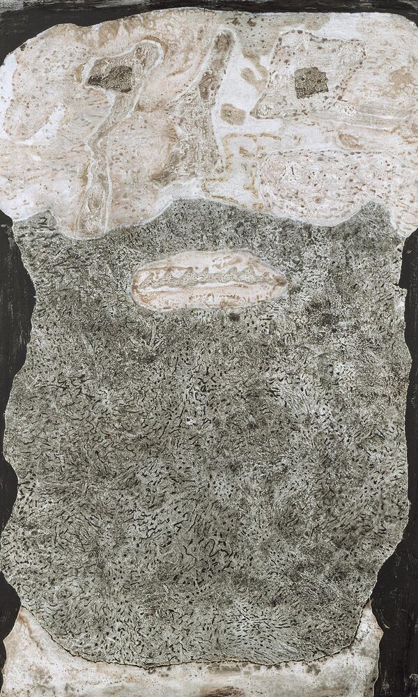 Jean Dubuffet (1901 - 1985), Bartdeklination, 1959, Öl auf Leinwand, 136,5 x 103,5 cm x 7,5 cm, © Hamburger Kunsthalle / bpk © VG Bild-Kunst, Bonn Foto: Elke Walford
